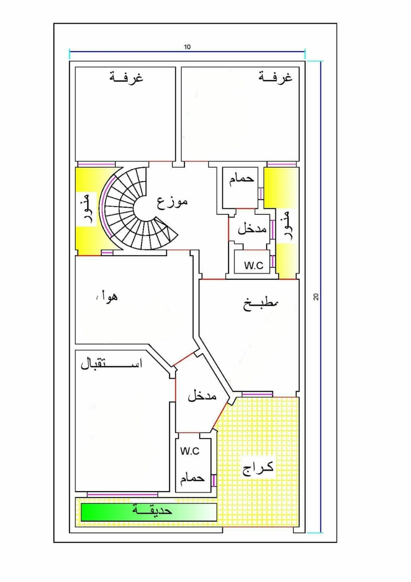 خريطة بيت 200 متر - اجمل تصميم بيت 200 متر 2357 9