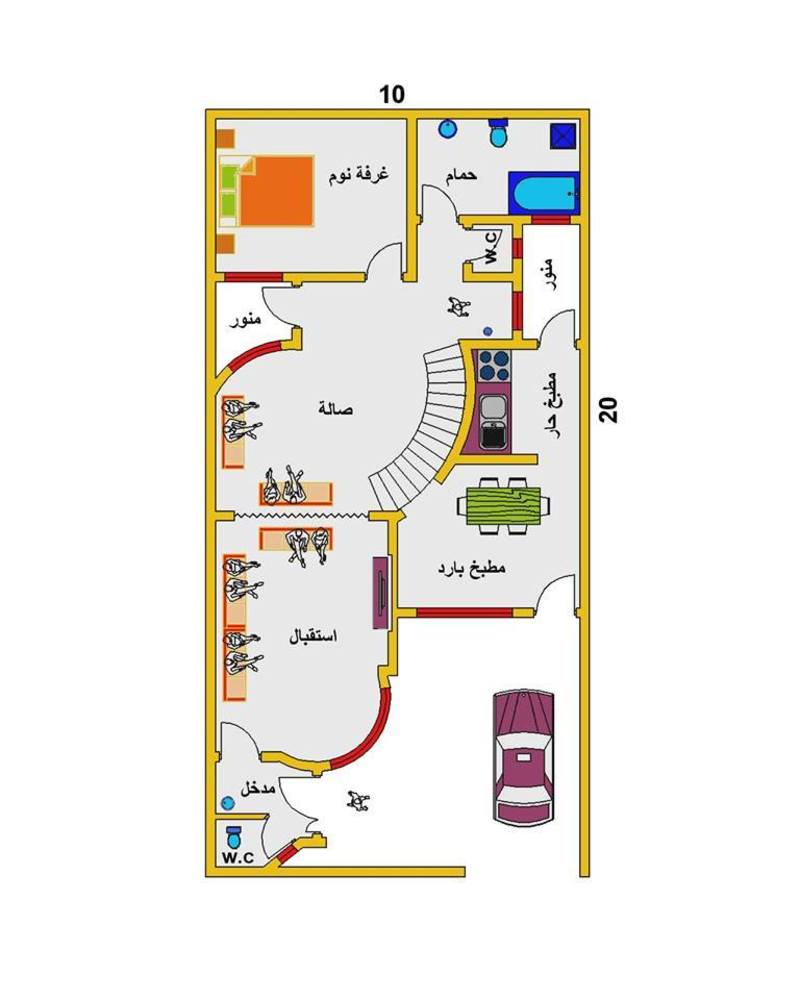 خريطة بيت 200 متر - اجمل تصميم بيت 200 متر 2357 4